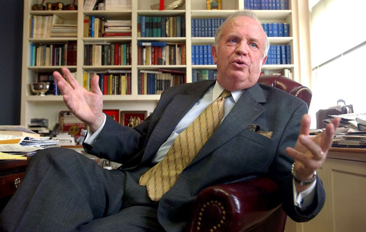 University of New Haven president Lawrence DeNardis in his office in 2003.