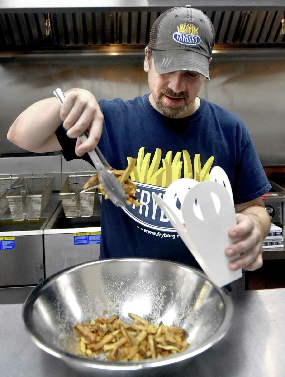 Jonathan Gibbons, owner of Fryborg, an eclectic Milford eatery featuring hand-cut french fries.
