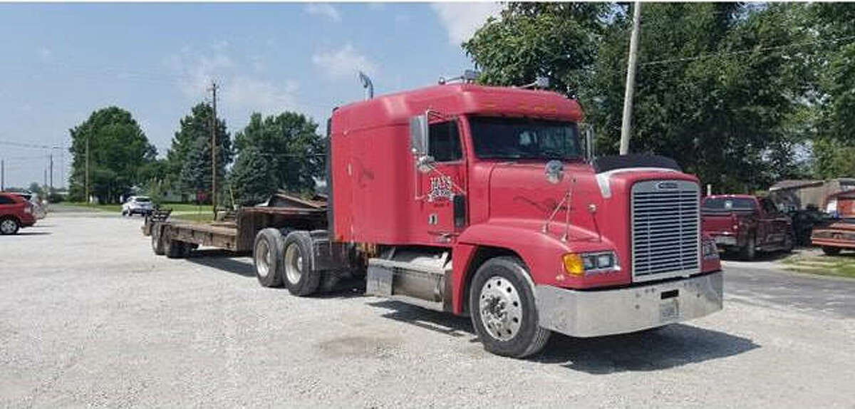 This semitrailer truck was stolen and later found in another location.