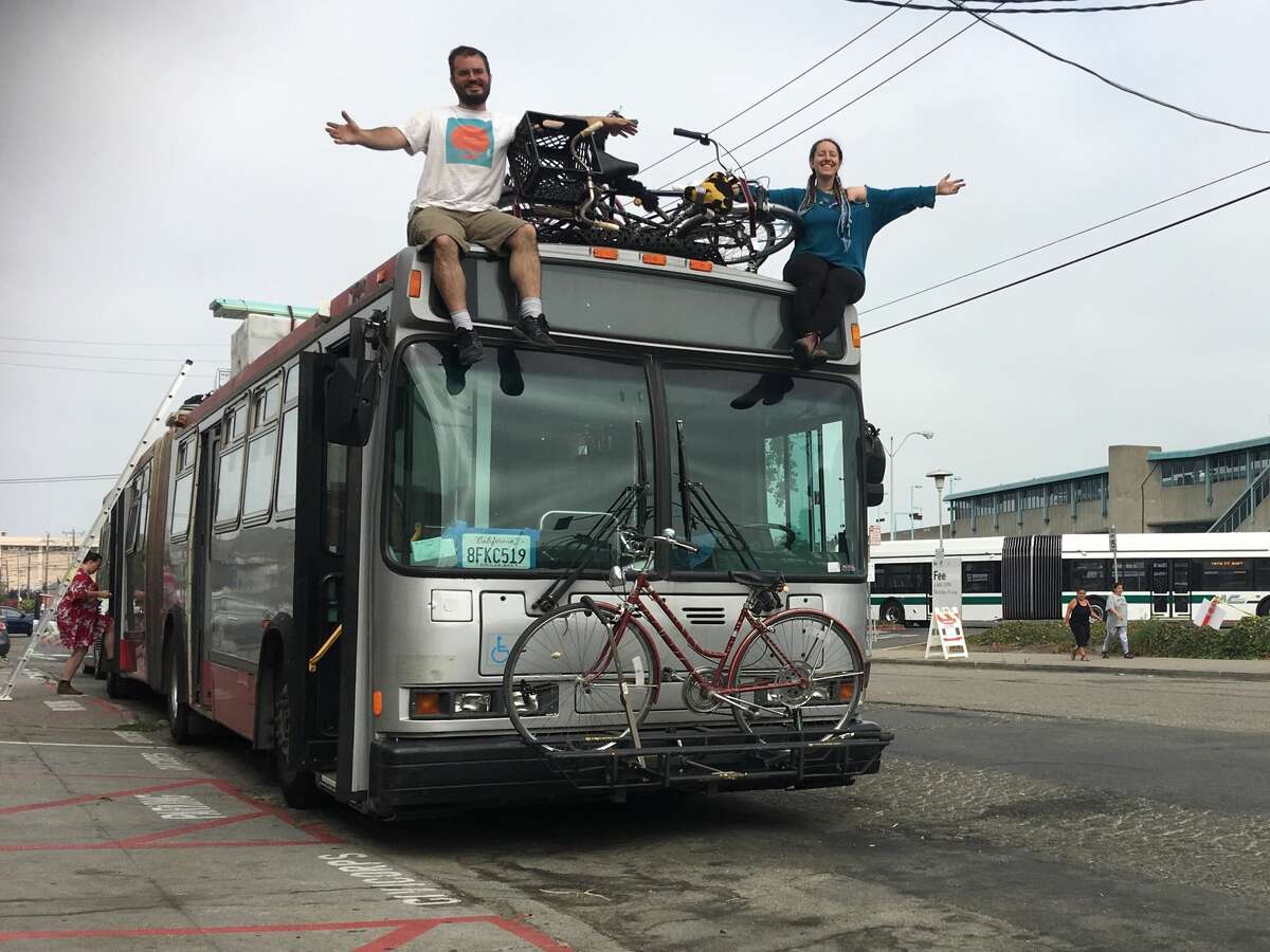Clarence "Sparr" Risher and Victoria Dobbs transformed a 60-ft. articulated Muni bus into a seven-person, traveling residence for Burning Man 2018.