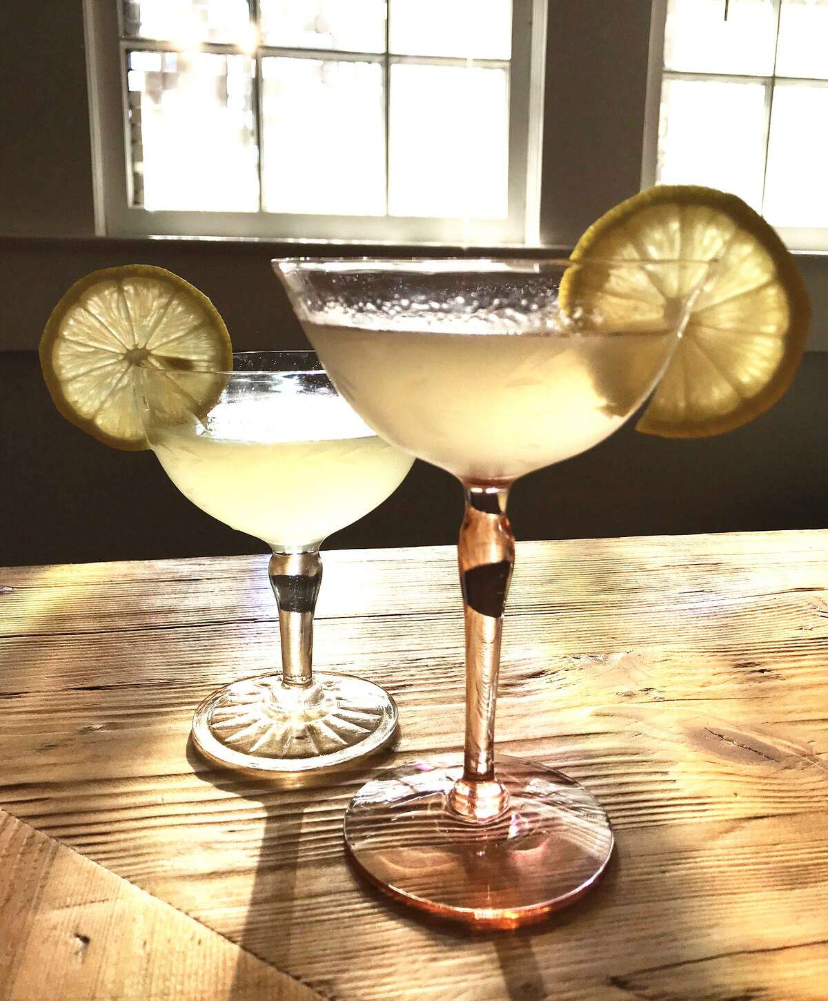 St. George and the Cucumber, left, and St. George and the Basil cocktails