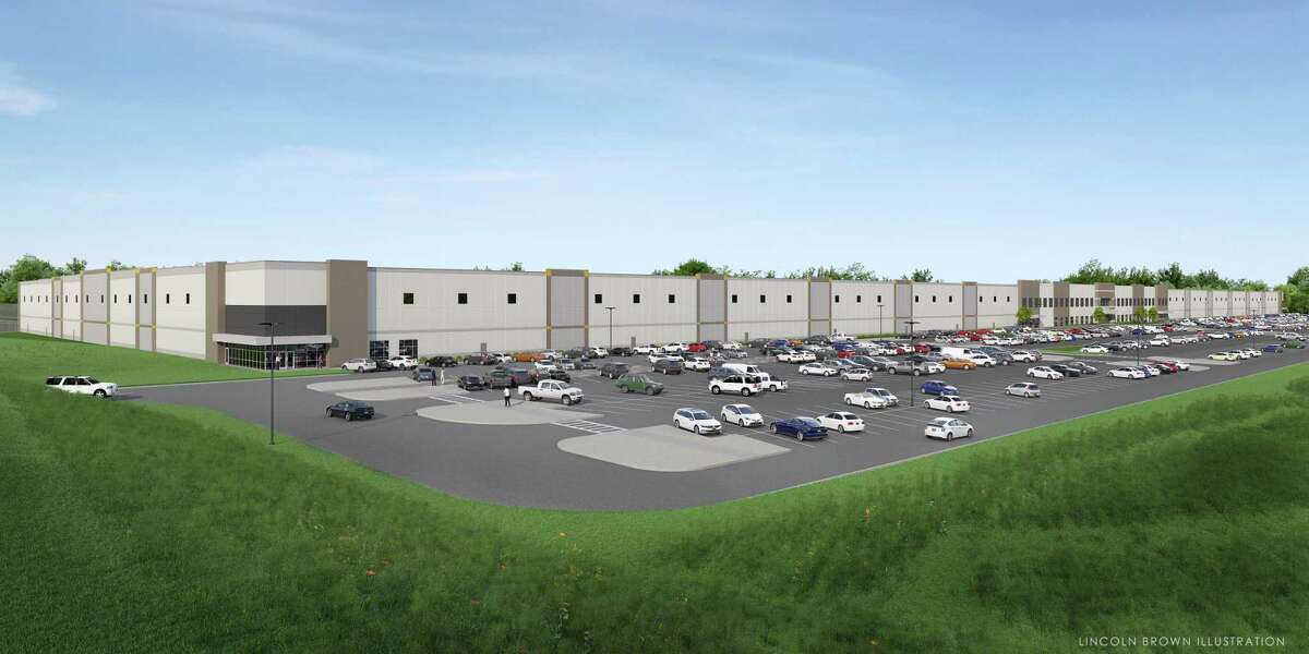 A photo image rendering of what the Amazon fulfillment center planned for Route 9 in Schodack would look like.
