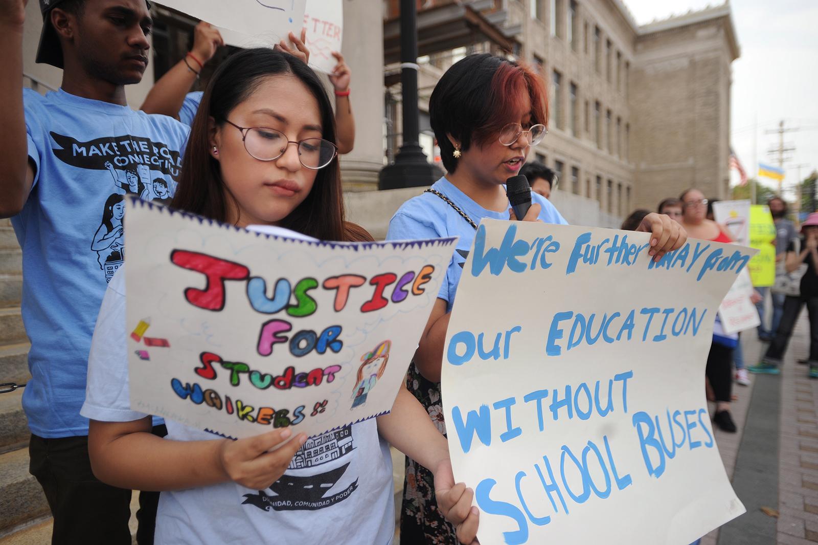 Bridgeport students protest length, conditions of walking to school