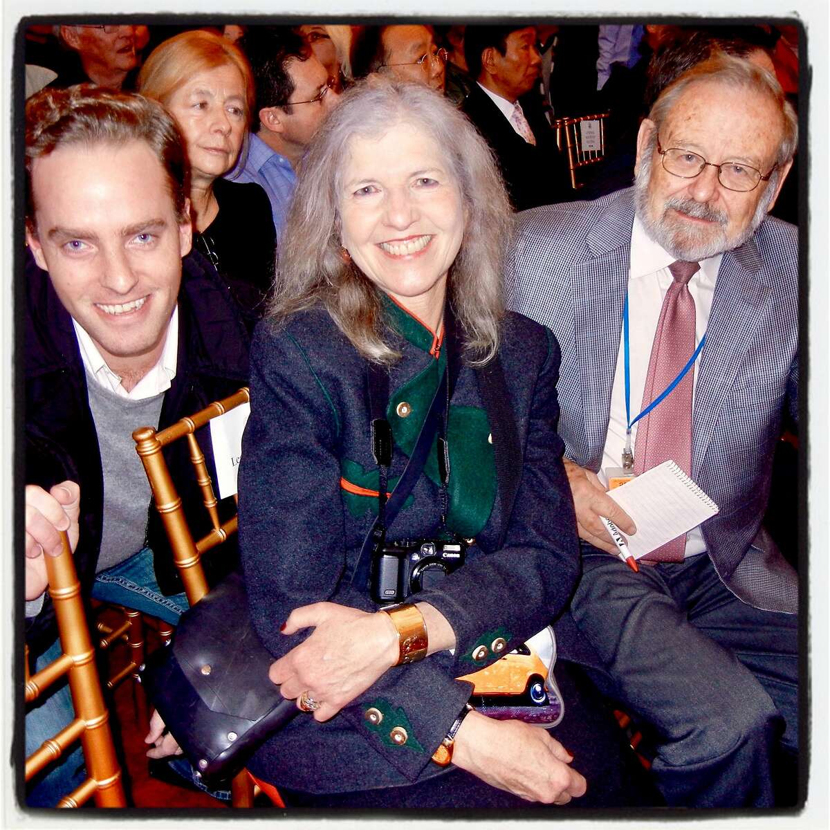 Chronicle columnist Carl Nolte (at left) on the beat with his colleagues Will Hearst IV and columnist Leah Garchik. January 2013.