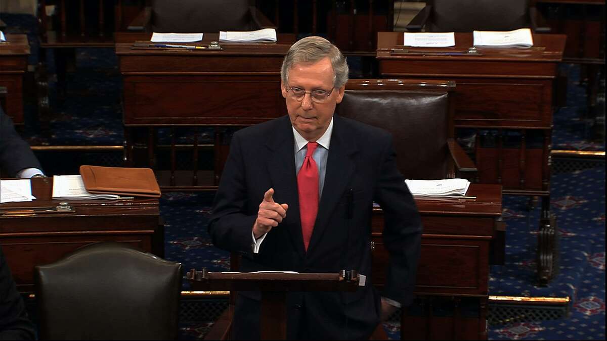 Republican leader Mitch McConnell speaks on the Senate floor July 11, 2013. A reader reminds us of a previous speech, about lies from Bill Clinton, and recommends the majority leader dust it off and use it today.