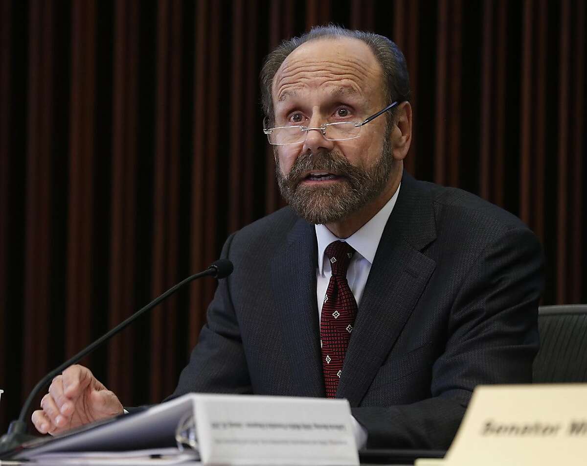 State Sen. Jerry Hill chairs a hearing of the Senate Energy, Utilities and Communications subcommittee on gas, electric and transportation safety in Santa Rosa, Calif. on Friday, Jan. 26, 2018.