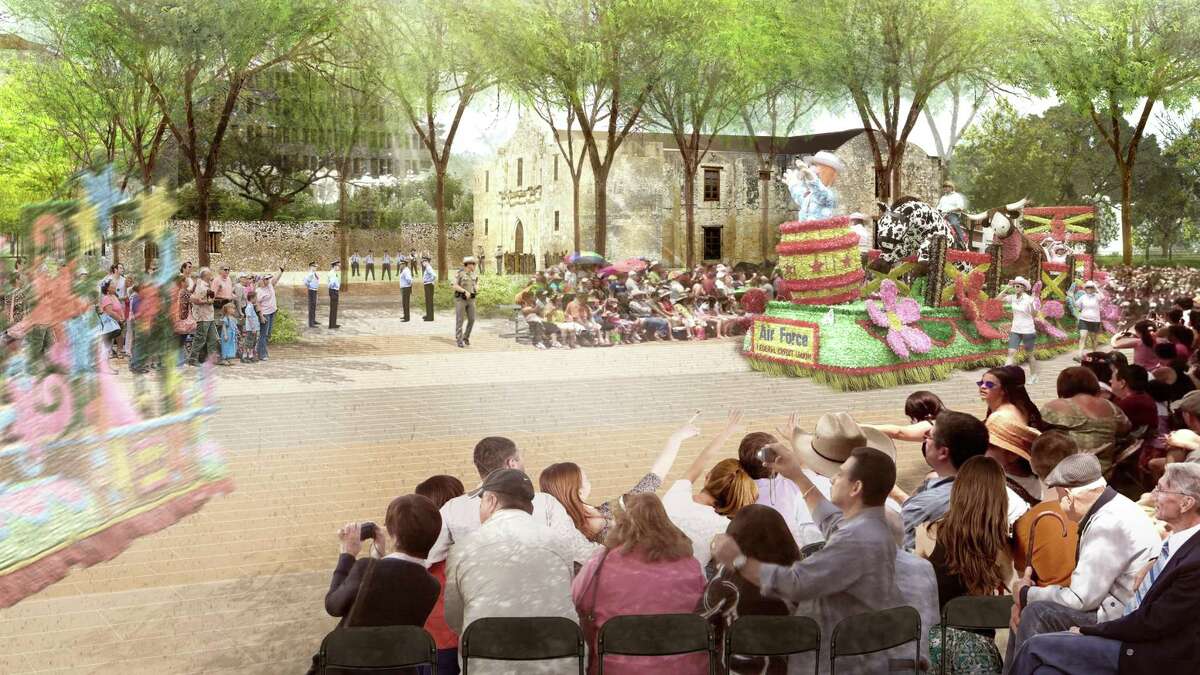 Under proposed re-routing of the Battle of Flower and Fiesta Flambeau parades, floats and other entries would pass just south of the iconic Alamo church.