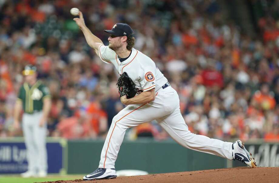 Houston Astros Launches Scorer Gerrit Cole, 45, throws in Houston during an MLB match at Minute Maid Park on Monday, August 27, 2018. Photo: Steve Gonzales, Staff Photographer / © 2018 Houston Chronicle