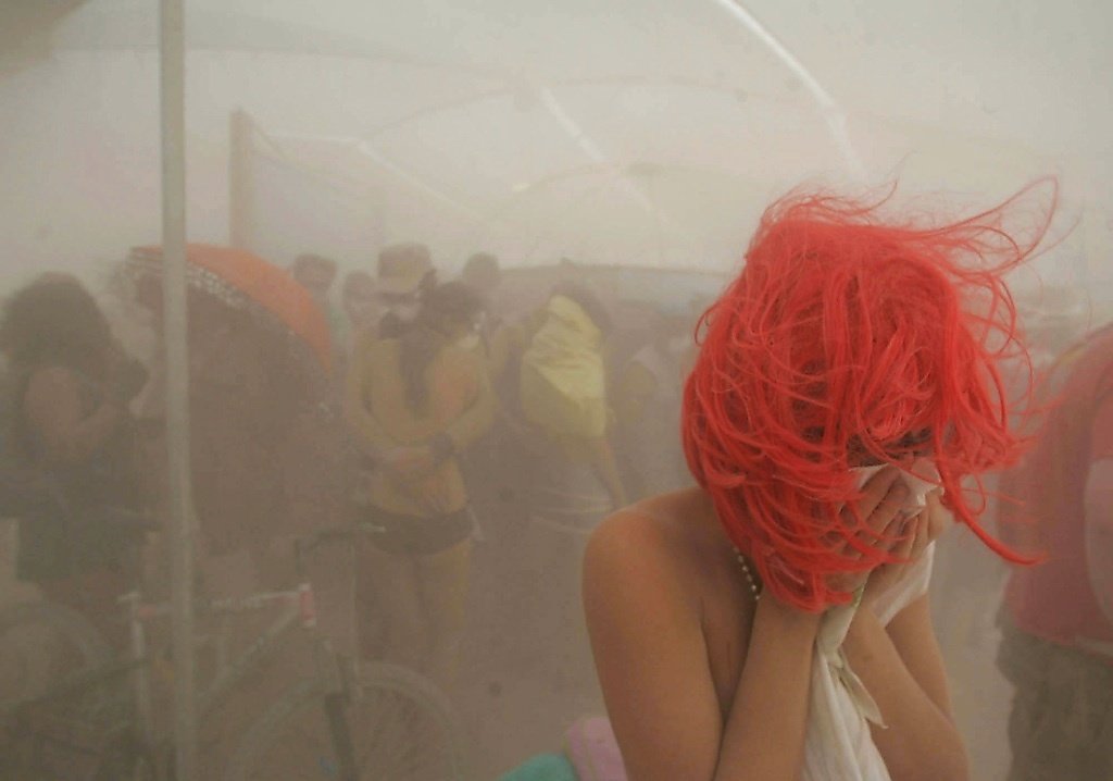 30 chance of thunderstorms at Burning Man, rain and 50 mph gusts also