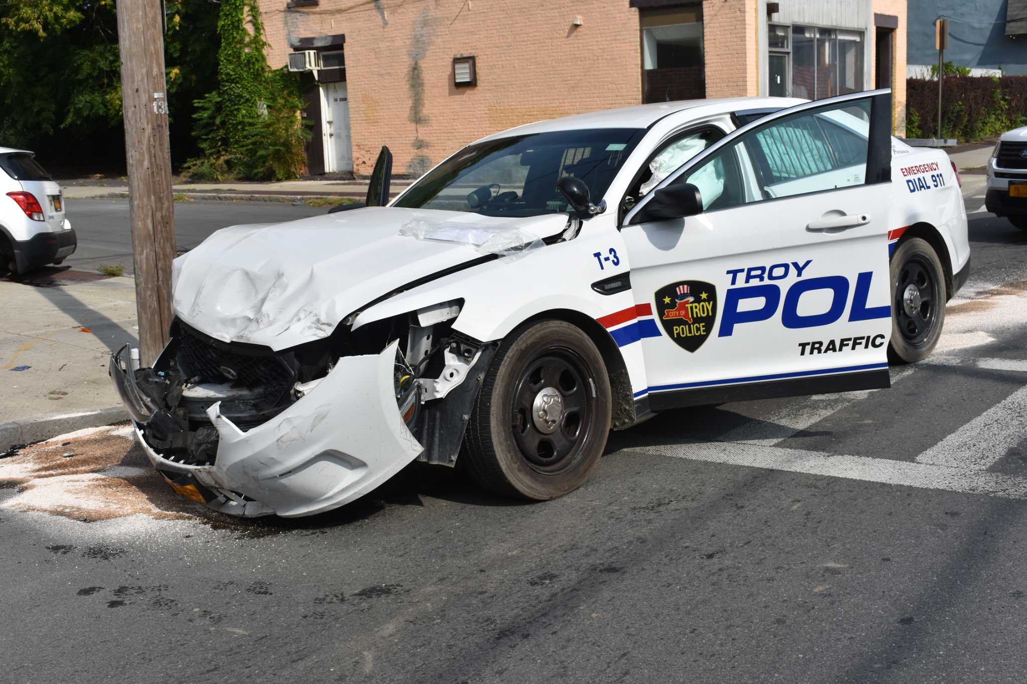 Troy police car smashed in crash