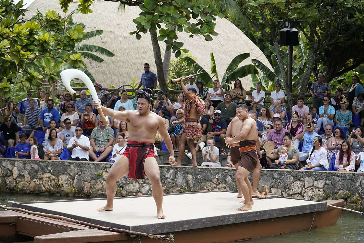 Polynesian Cultural Center�s new lagoon show features the story of demigod Maui and his island-catching fishhook.