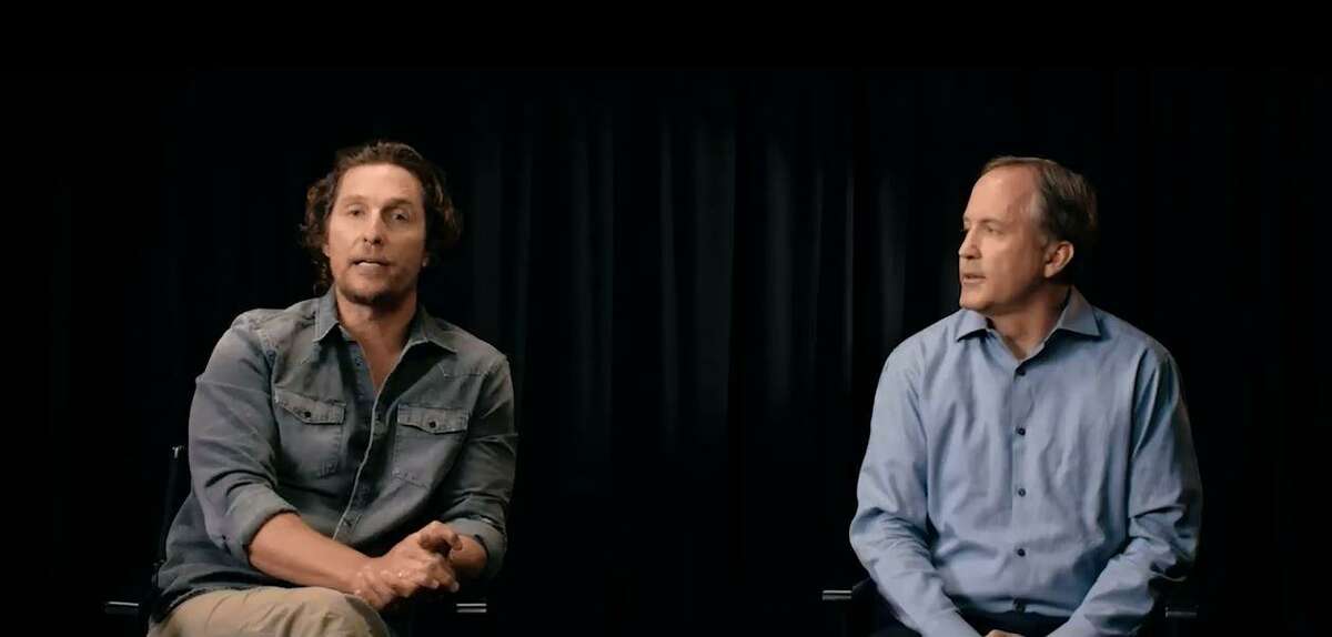 STAR POWER Actor Matthew McConaughey and Texas Attorney General Ken Paxton appear in a public service announcement released Tuesday, Aug. 28, 2018, urging people to learn the signs of human trafficking.
