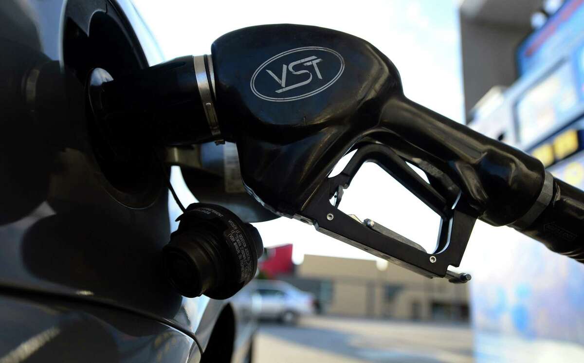 This October 10, 2012 file photo shows the nozzle of a gas pump as it puts fule into a car at a gas station in Alhambra, east of downtown Los Angeles, California. Oil tumbled to near a six-year low on January 28, 2015 as US crude stocks soared to a record high, sparking fresh fears over the growing global supply glut. US benchmark West Texas Intermediate (WTI) for March delivery dropped $1.78 to $44.45 a barrel on the New York Mercantile Exchange, its lowest close since March 2009. European benchmark Brent North Sea crude for March delivery lost $1.13 at $48.47 a barrel in London. Data showed that US crude supplies surged 8.9 million barrels to 406.7 million in the week ending January 23, according to the US Department of Energy. That was the highest level since the US government began keeping weekly records in 1982. It is also above monthly data since April 1931. AFPHOTO / Frederic J. BROWNFREDERIC J. BROWN/AFP/Getty Images