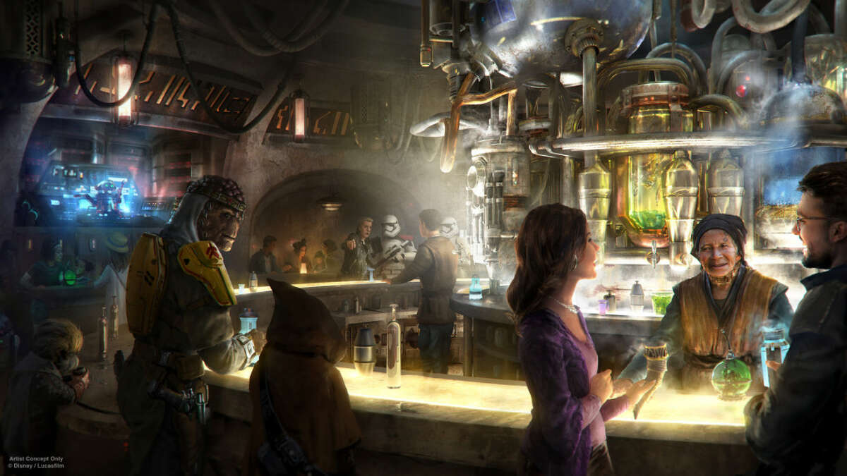 Oga's Cantina, a new bar headed to Star Wars: Galaxy's Edge at Disneyland, will serve alcohol to guests. A Star Wars-themed land will be coming to Disneyland park in Anaheim, Calif., transporting guests to a never-before-seen planet, a remote trading port and one of the last stops before wild space where Star Wars characters and their stories come to life. Inside these authentic lands, guests will be able to step aboard The Millennium Falcon and actually pilot the fastest ship in the galaxy, steering the vessel through space, firing the laser cannons, in complete control of the experience. And with the arrival of the First Order to the planet, guests will find themselves in the middle of a tense battle between stormtroopers and Resistance fighters.