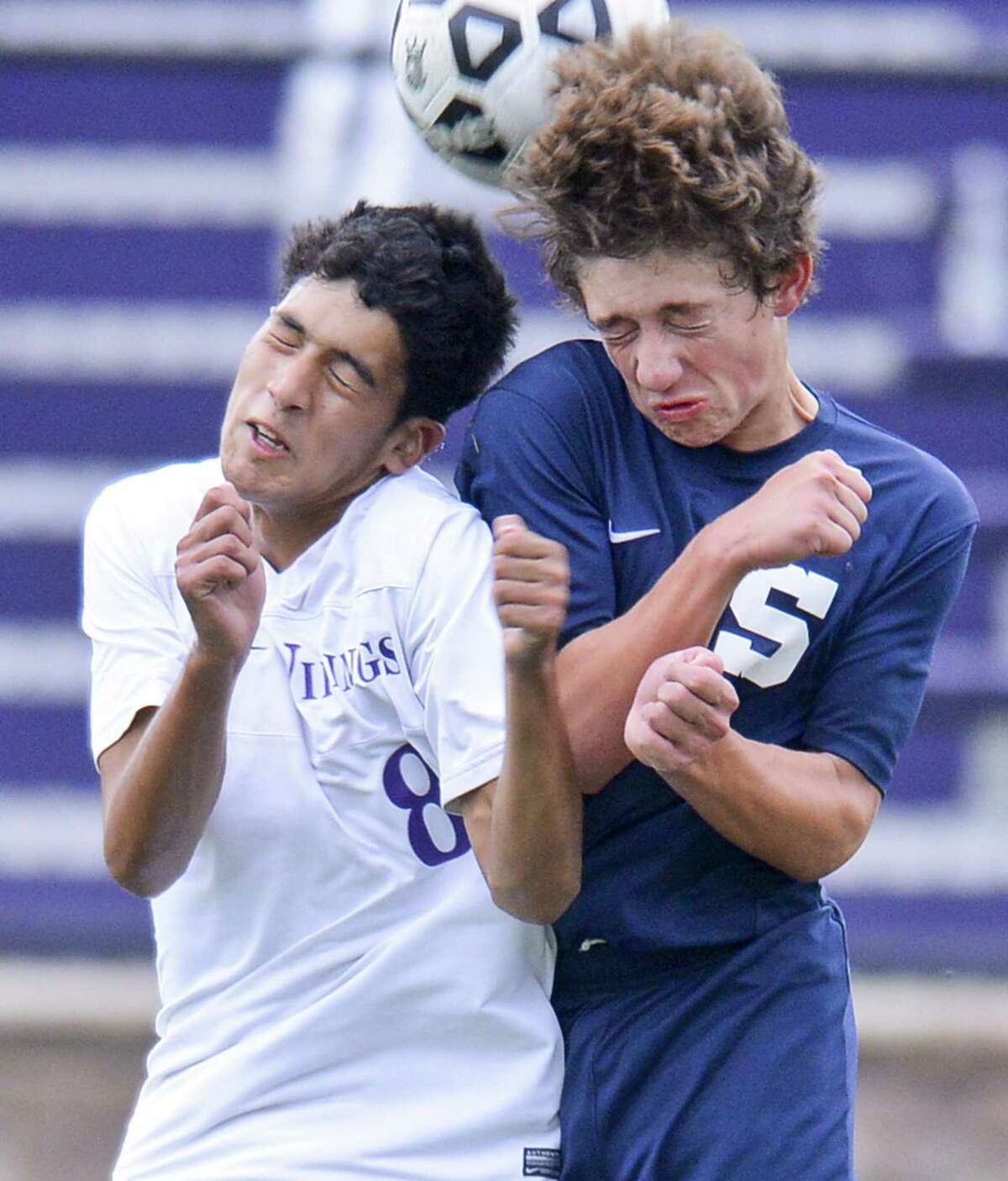 Westhill’s David Sagastume and Staples’ Pato Perez Elorza go head to head in an Oct. 5 game.
