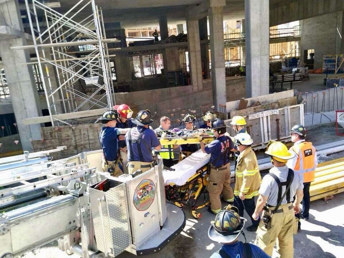 Stamford Fire Capt. Philip Hayes said the the incident happened around 11 a.m. on the second floor of the property under construction at 1 Greyrock Place in Stamford, Conn., on Aug. 30, 2018. Stamford fire units and emergency medical service personnel responded to the area.