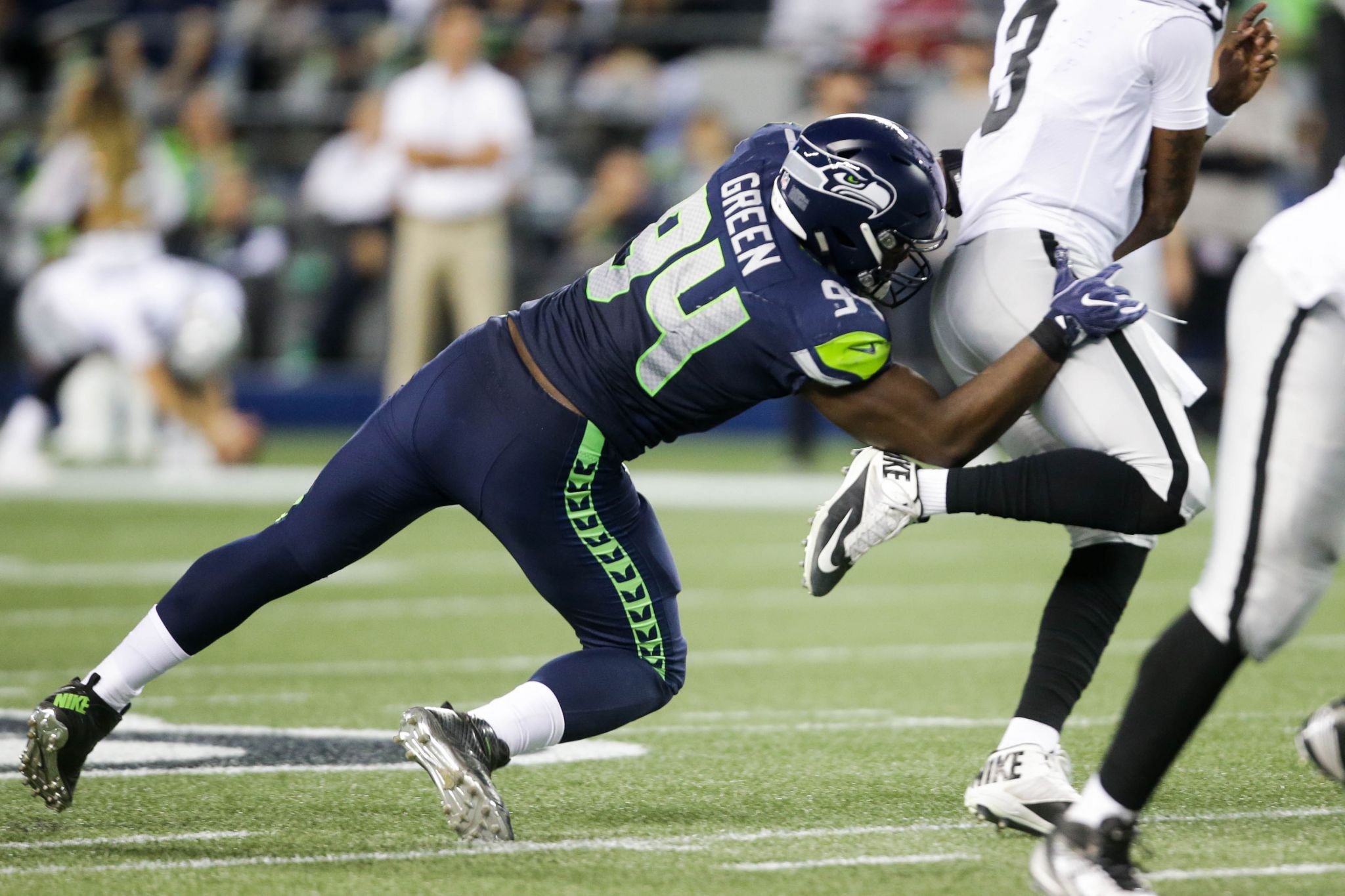 Seahawks 279-pound DL Rasheem Green blocked an extra point