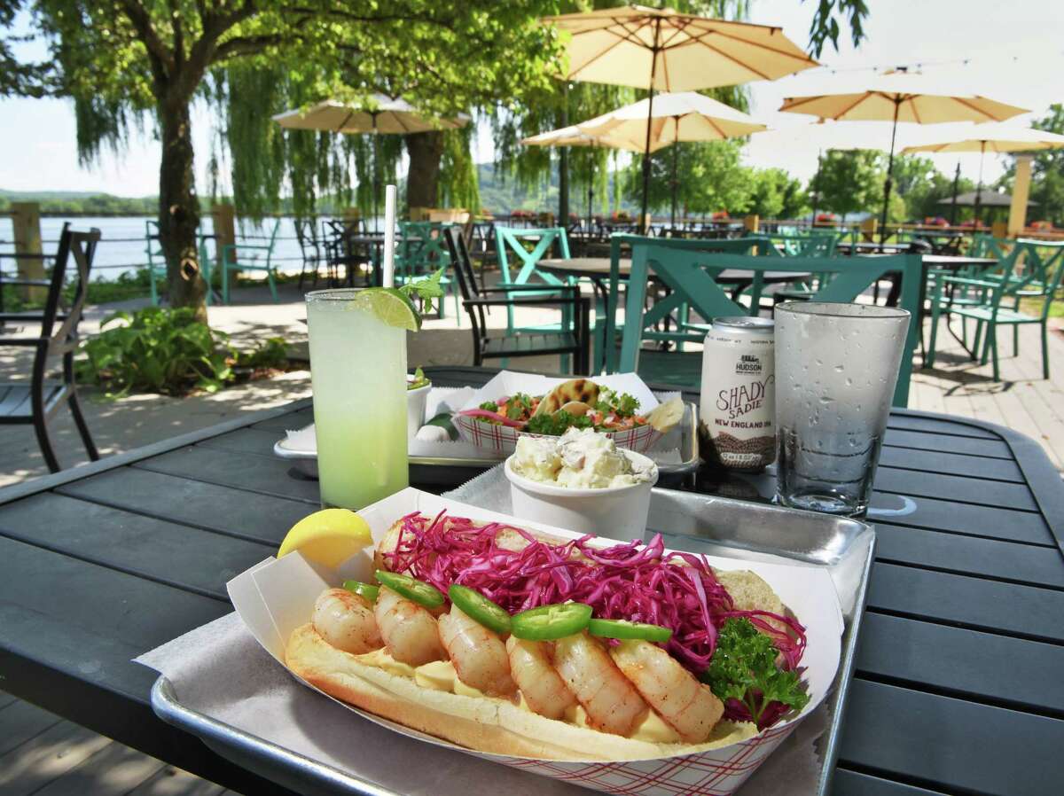 Shrimp on a roll at the The River Grill, an outside kitchen and dining space on the banks of the Hudson River at Stewart House Thursday July 26, 2018 in Athens, NY. (John Carl D'Annibale/Times Union)