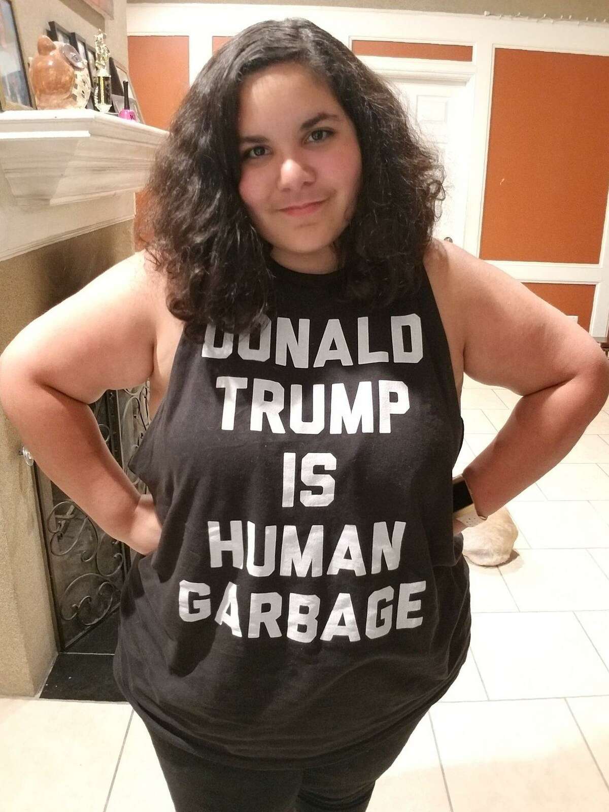 PHOTOS: Celebrities and politicians supporting Trump  Houston woman Ximena Duarte said she was kicked out of a gym in Cypress because people complained about the message on her T-shirt, which read "Donald Trump is human garbage." >>> See the notable celebrities and politicians who support the president 