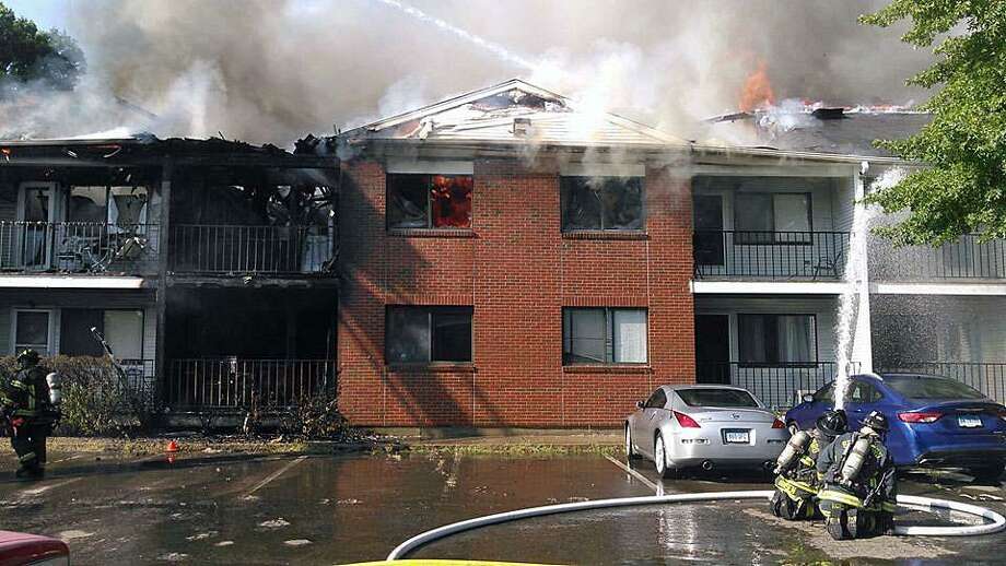 A condo complex in Stratford, Conn., caught on fire on Aug. 29, 2018. Photo: Contributed Photo / Bridgeport Fire Department / Contributed Photo / Connecticut Post Contributed