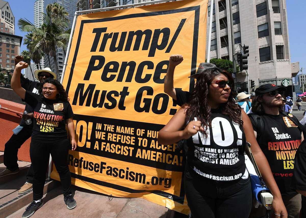 Demonstrators march through the city streets during the 'Unite For Justice' rally in protest of judge Brett Kavanaugh's confirmation to the US Supreme Court, in Los Angeles, California on August 26, 2018. (Photo by Mark RALSTON / AFP)MARK RALSTON/AFP/Getty Images