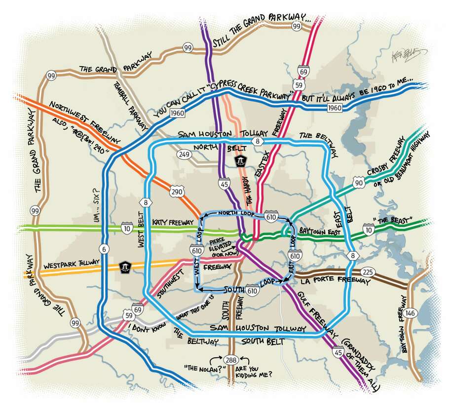 Transplant's guide to Houston's main roadways and arteries. Photo: Ken Ellis