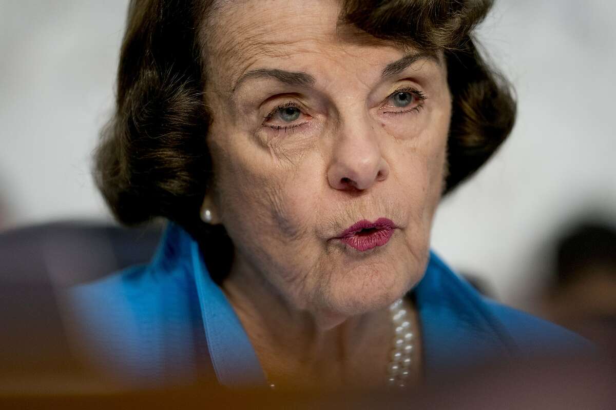 Sen. Dianne Feinstein, D-Calif., the ranking member on the Senate Judiciary Committee, questions President Donald Trump's Supreme Court nominee, Brett Kavanaugh, a federal appeals court judge, as he testifies before the Senate Judiciary Committee on Capitol Hill in Washington, Wednesday, Sept. 5, 2018, for the second day of his confirmation to replace retired Justice Anthony Kennedy. (AP Photo/Andrew Harnik)