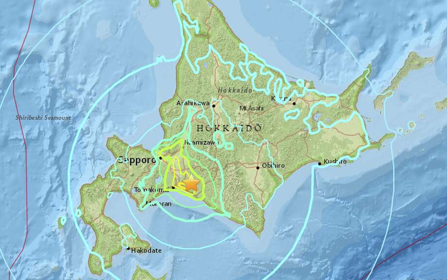 The United States Geological Survey reports a magnitude 6.6 earthquake near Chitose, Japan on Thursday. Photo: USGS