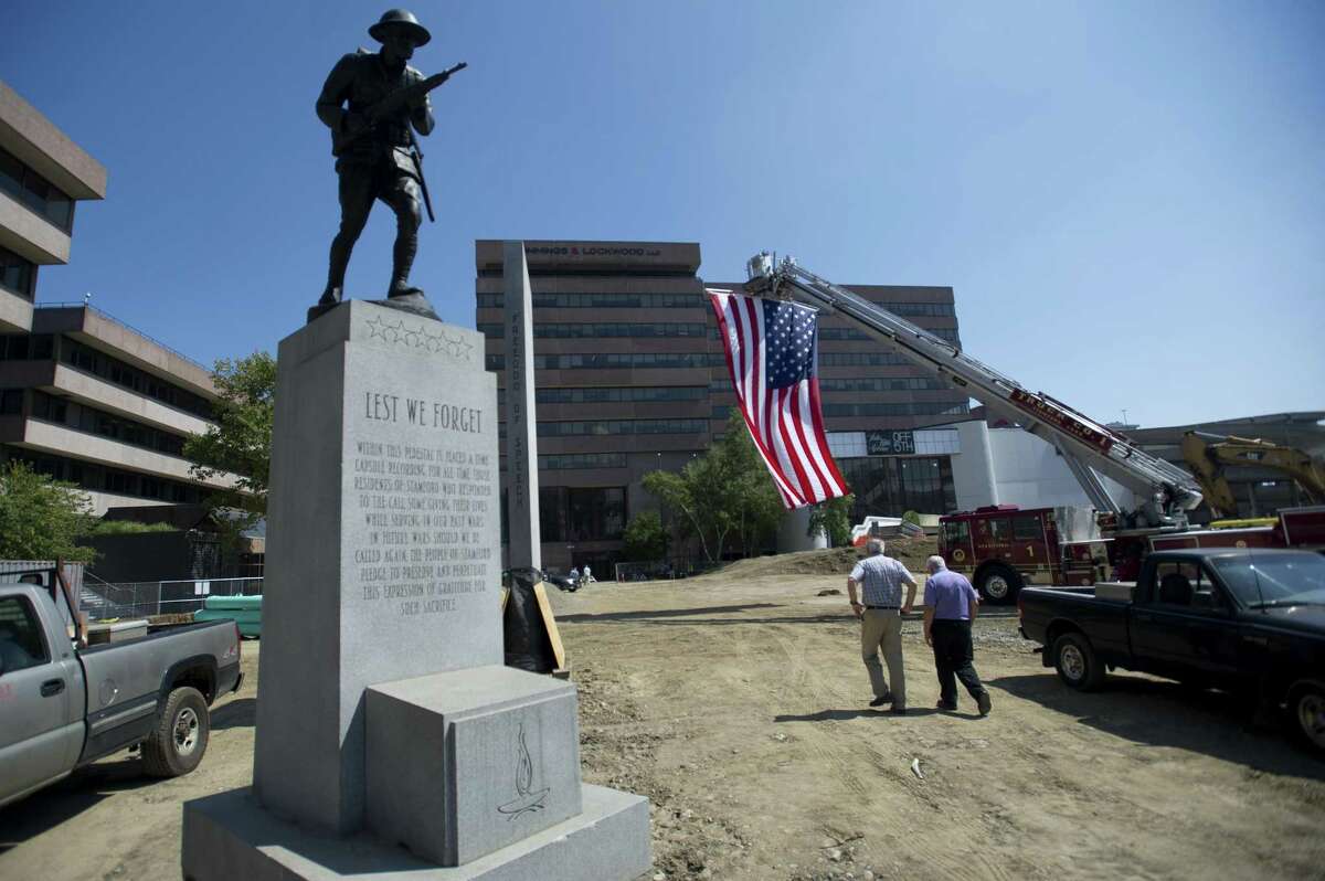 The monuments at Veterans Memorial Park have been isolated to protect them during the renovation.