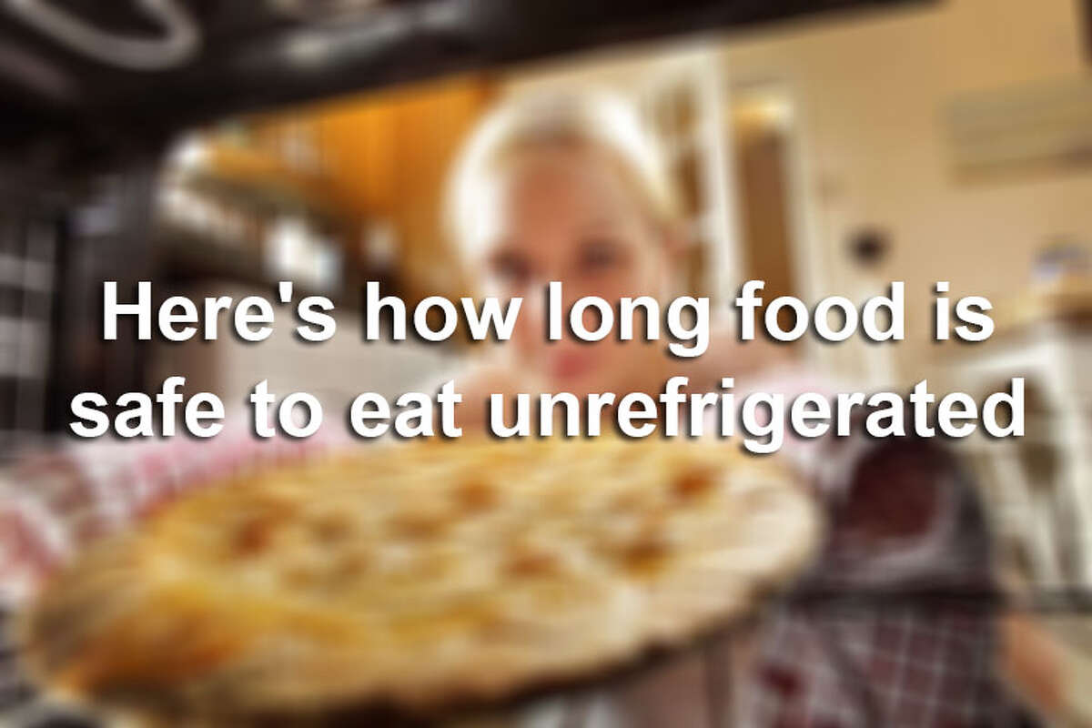 Click ahead to view how long food is safe to eat when unrefrigerated.