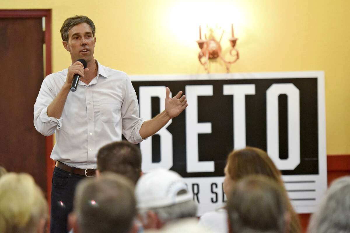 U.S. Rep. Beto O'Rourke, D-El Paso, speaks at a town hall event at the Grand Texan Hotel and Convention Center Thursday, Aug. 30, 2018, in Midland, Texas. O'Rourke, the Democratic candidate for the U.S. Senate and incumbent Republican Sen. Ted Cruz will face off in the general election in November. (James Durbin/Reporter-Telegram via AP)
