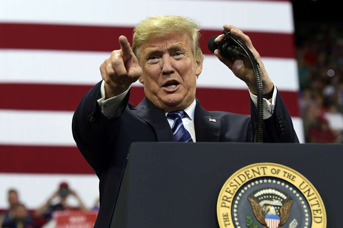 President Donald Trump speaks at a rally at Rimrock Auto Arena in Billings, Mont., Thursday, Sept. 6, 2018. (AP Photo/Susan Walsh)