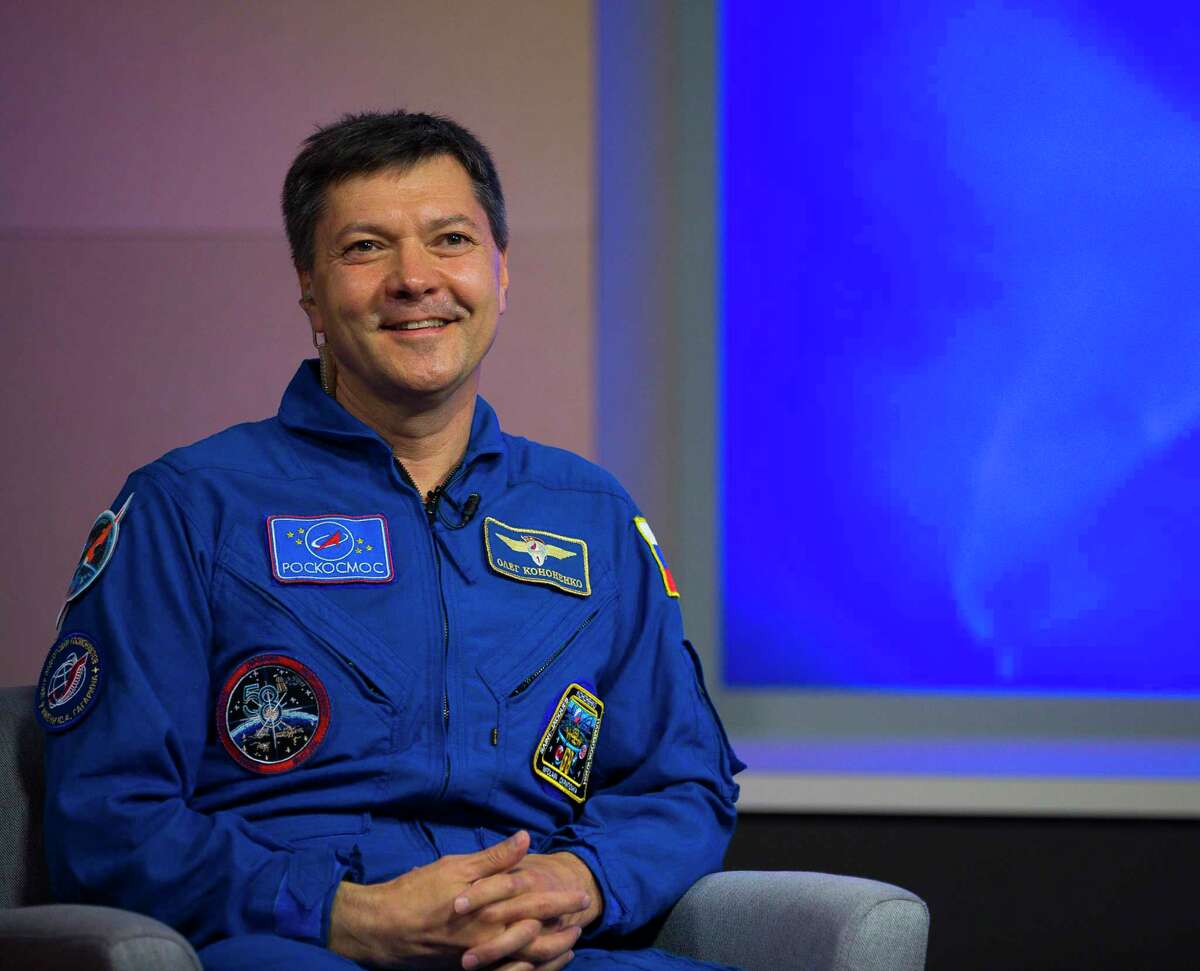 Oleg Kononenko of the Russian space agency Roscosmos discusses his upcoming mission to the International Space Station in a news conference at NASA’s Johnson Space Center, Thursday, Sept. 6, 2018 in Houston. 