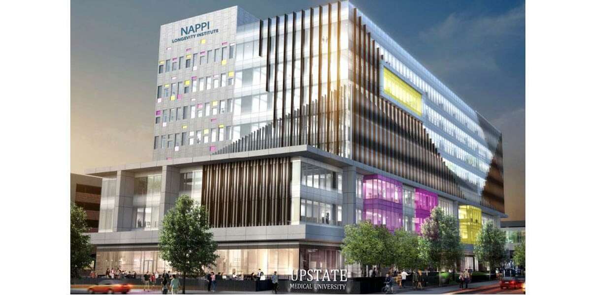 An investigation by the state inspector general and Onondaga County district attorney is examining the bidding procedures for a proposed eight-story health and wellness center, the Nappi Longevity Institute, that is scheduled to be built at Upstate Medical University in Syracuse. The project is scheduled to break ground this fall. (Architectural renderings/Upstate Medical University)