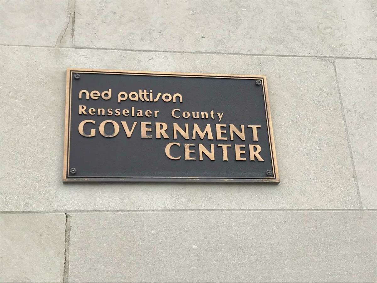 The Ned Pattison Rensselaer County Governmental Center official sign at 1600 Seventh Ave., Troy, New York.