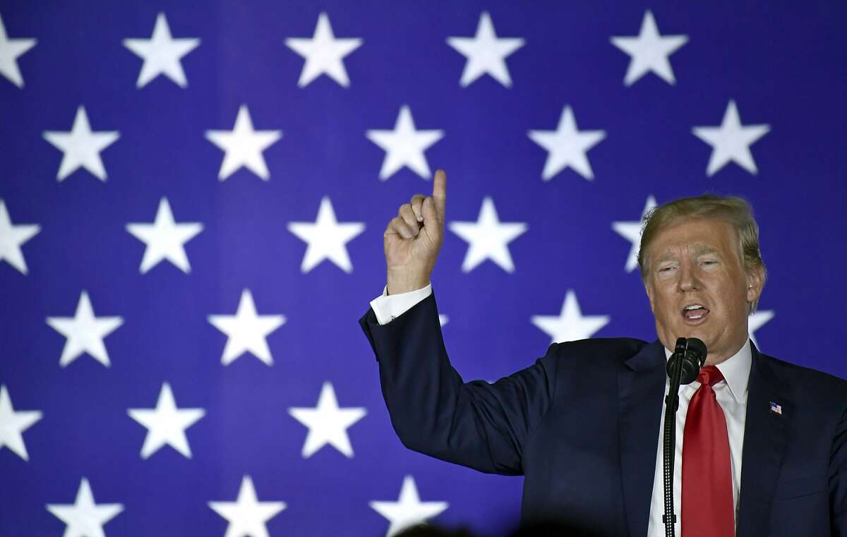President Donald Trump speaks at a fundraiser in Fargo, N.D., Friday, Sept. 7, 2018. Trump is making his second visit to North Dakota's biggest city within 10 weeks to campaign for Senate candidate Kevin Cramer, this time to help Cramer build up his finances. (AP Photo/Susan Walsh)