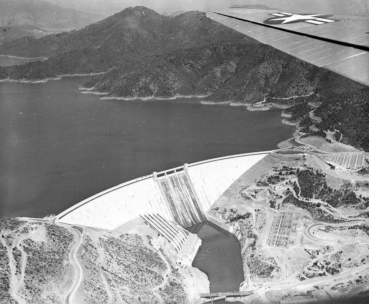 Aerial view of Shasta Dam,July 1951