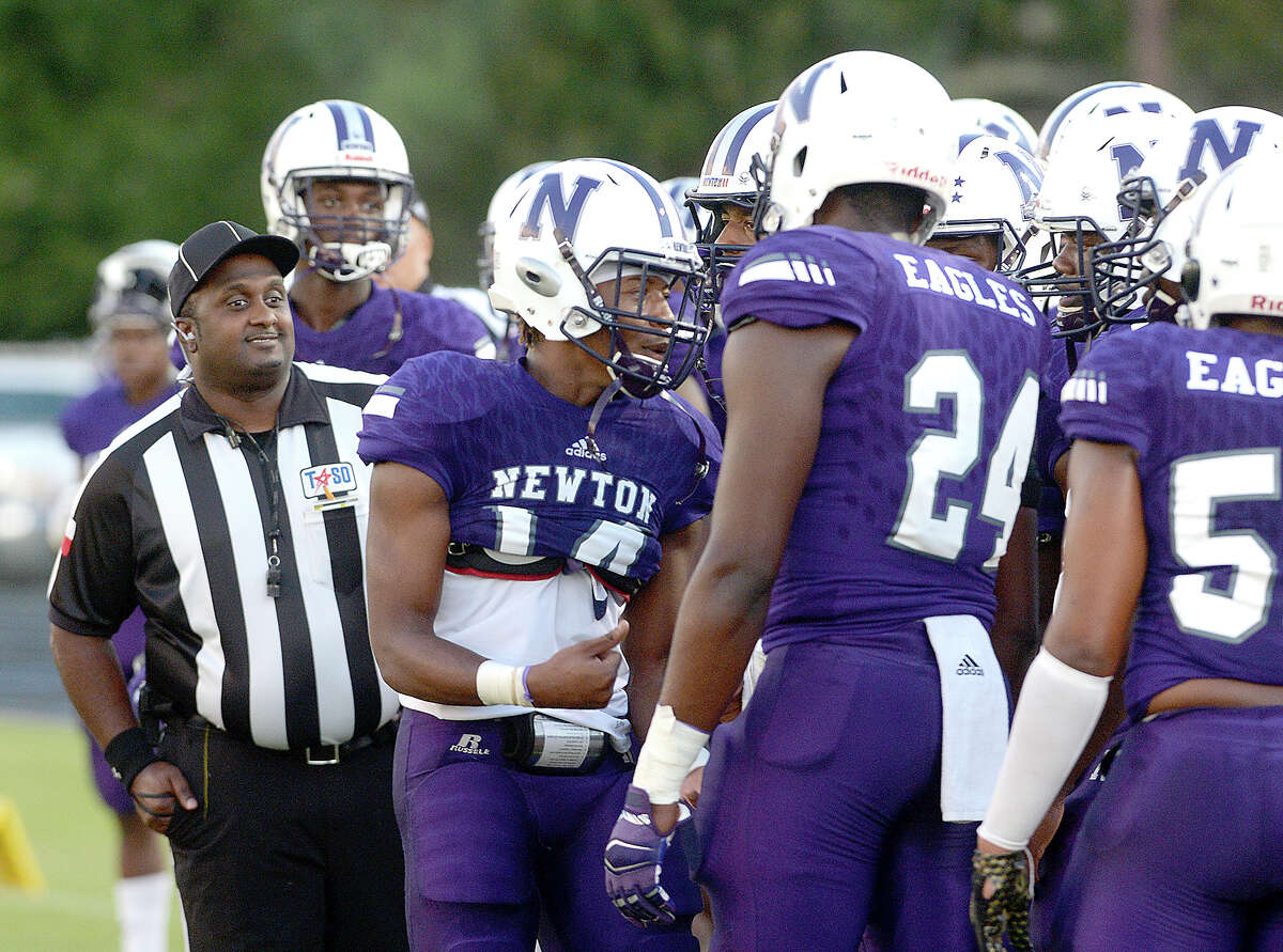 Newton's sidelines pump after after the opening coin toss as they get ready to face Silsbee during their non-district match-up Friday at Newton High School. Friday, September 07, 2018 Kim Brent/The Enterprise