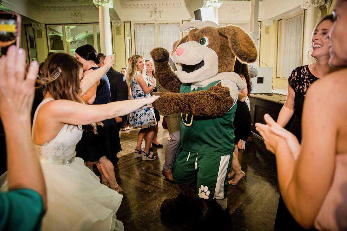 1. I’m a newlywed. I married my beautiful bride, Casey O’Donnell (formerly McNulty), on July 27 at the Canfield Casino. Only my soulmate would have suggested we invite the Siena mascot, Bernie, to hand out champagne to our wedding guests.