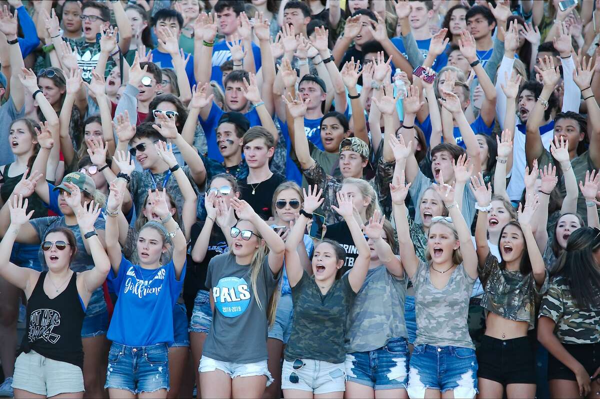 Clear Springs fans cheer on the Chargers in the game against Klein Collins Saturday, Sep. 8. at CCISD Challenger Columbia Stadium.