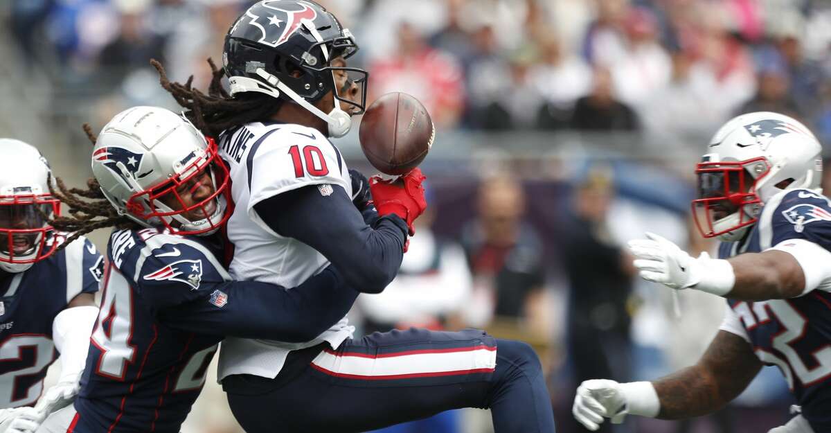 Expect Patriots cornerback Stephon Gilmore (24) to see plenty of Texans receiver DeAndre Hopkins during Sunday's game at NRG Stadium.