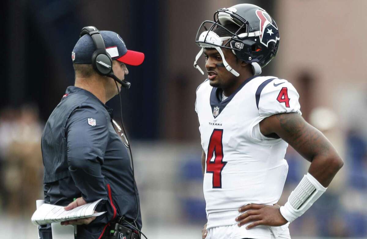PHOTOS: A look at the Texans' loss to the Patriots on Sunday Texans coach Bill O'Brien talks to quarterback Deshaun Watson (4) during a first-quarter timeout in Sunday’s opener at New England. Photos from Sunday's loss in New England ...