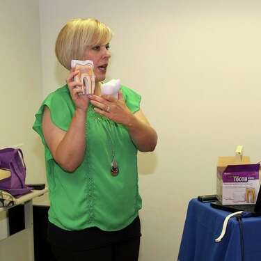 Holli Seabury, CEO of McMillen Health, leads a training for county health workers in Gladwin. (Photo provided)