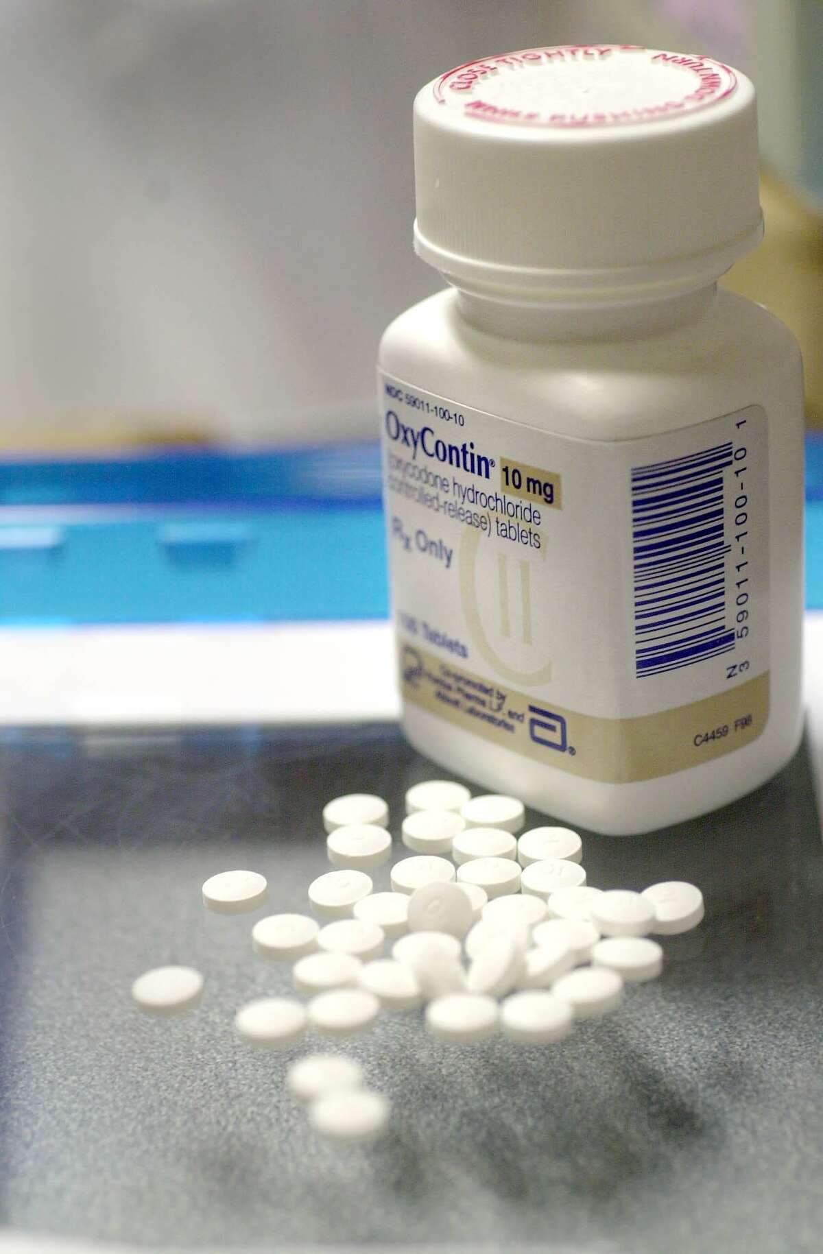 A bottle of OxyContin by Stamford, Conn.-based Purdue Pharma.