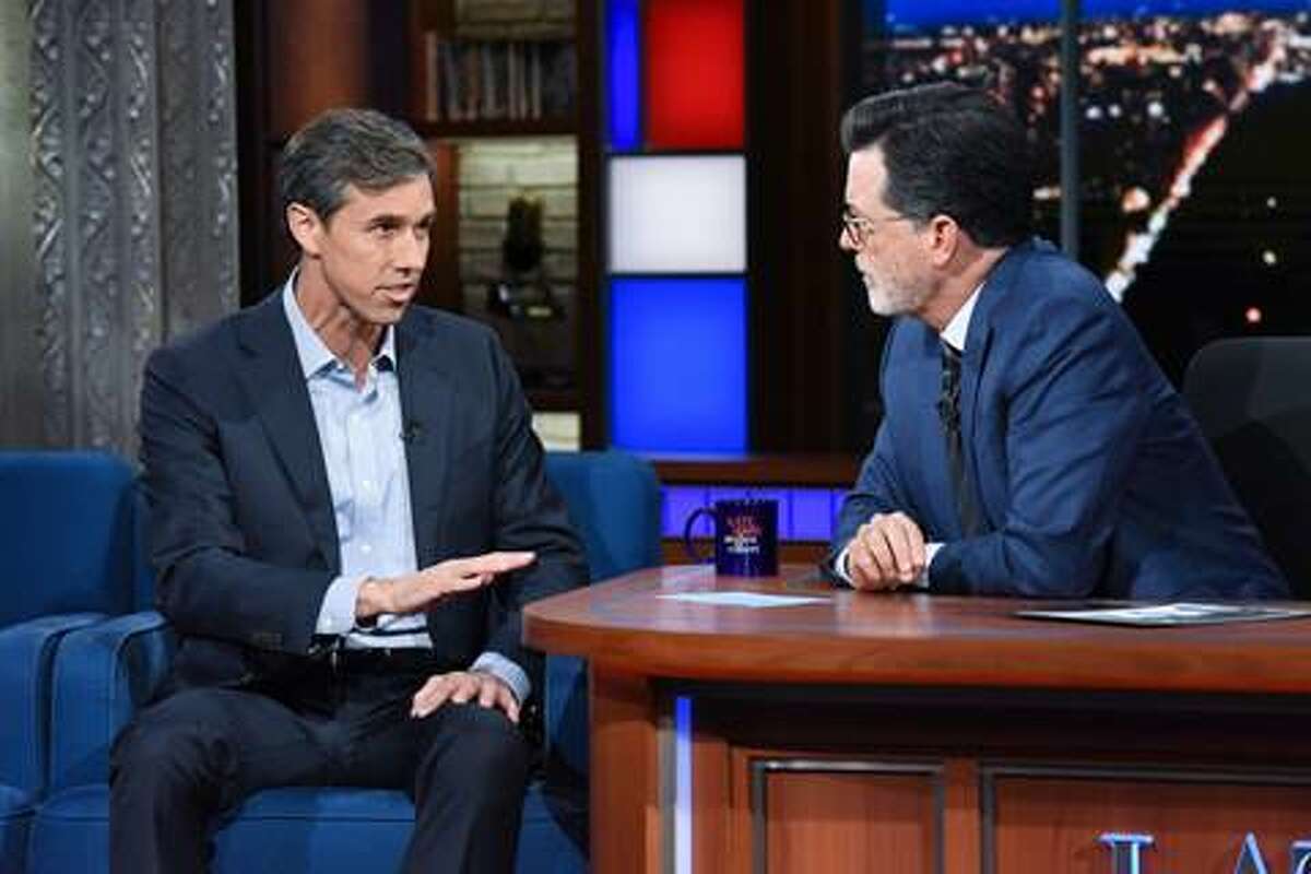 Democrat Beto O'Rourke appeared on The Late Show with Stephen Colbert on Sept. 12, 2018.