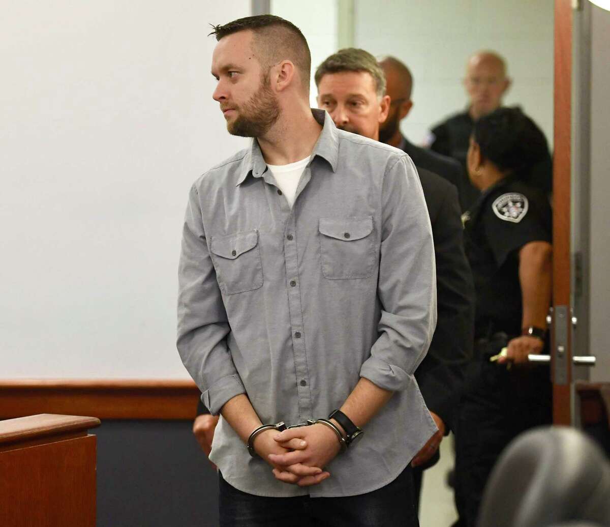 Troy code enforcement officer James Lance is arraigned in Troy City Court on Thursday morning, Sept. 13, 2018, in Troy, N.Y. Two men are facing charges in connection with a state investigation of the sale of tax-delinquent properties to Troy employees, city officials confirmed Thursday. (Skip Dickstein/Times Union)