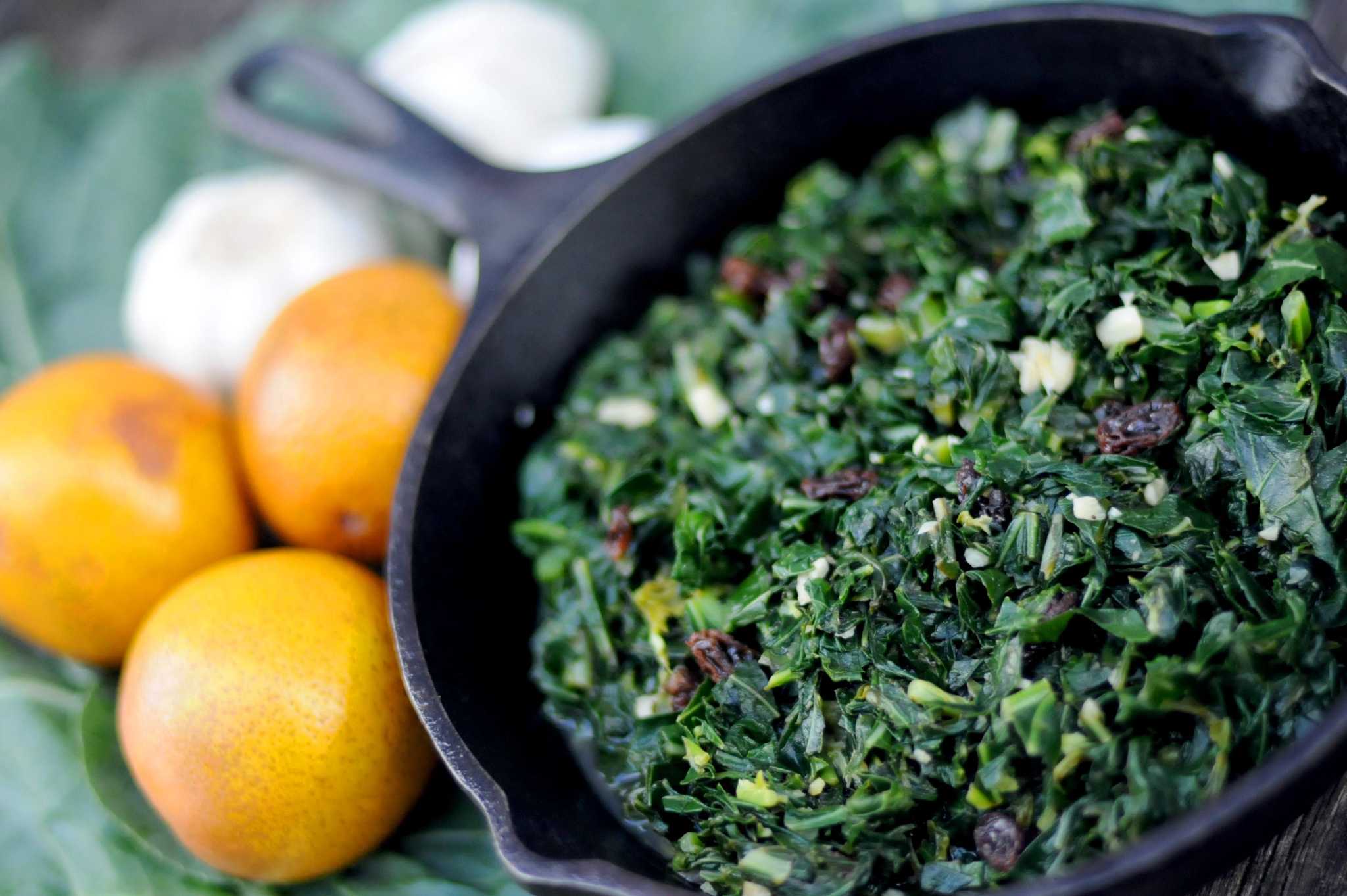 Recipe Citrus Collard Greens with Raisins