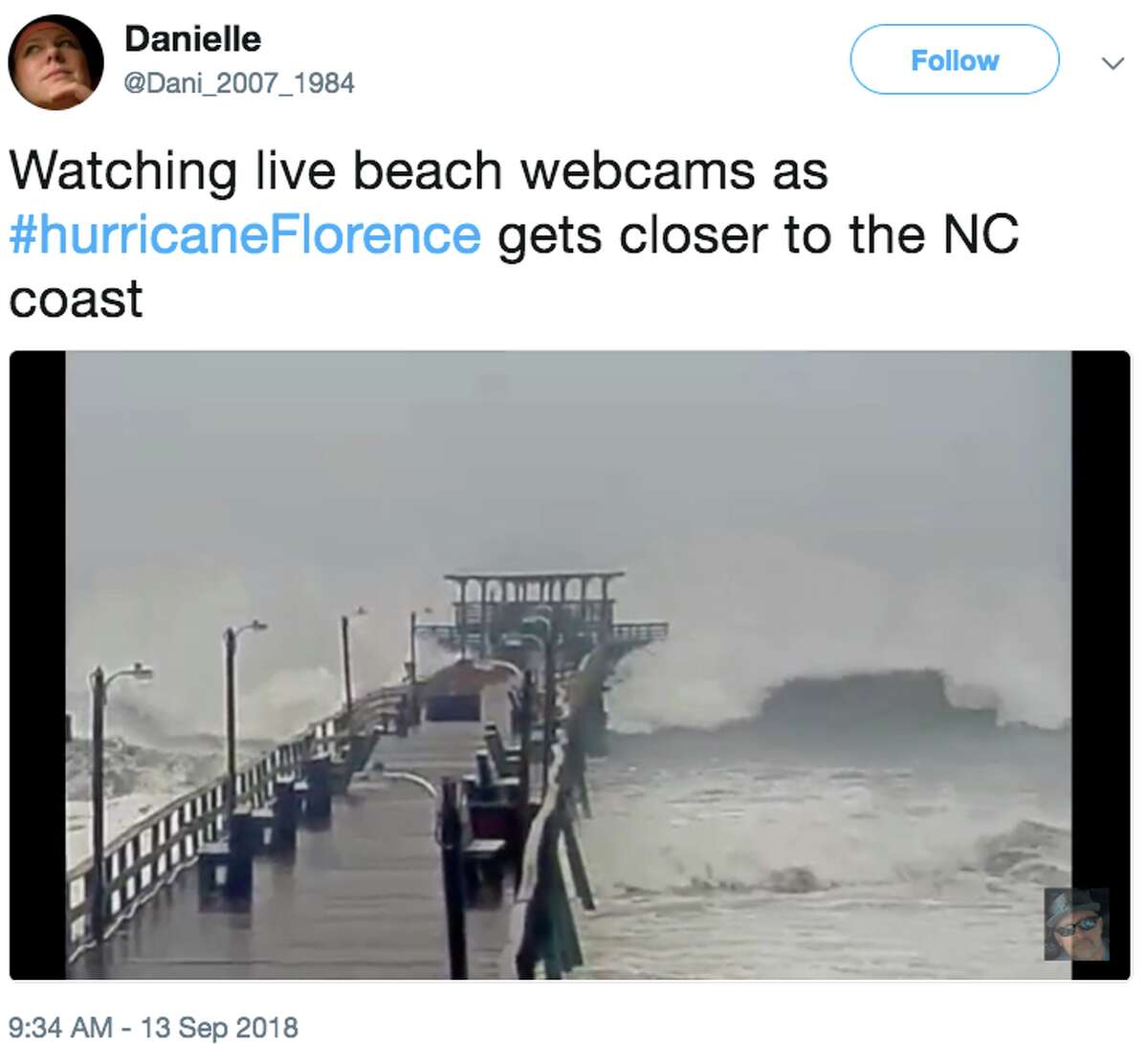 As the outer bands of Hurricane Florence reached the coast of the Carolinas early Sept. 13, many shared images of flooding and big waves in social media.