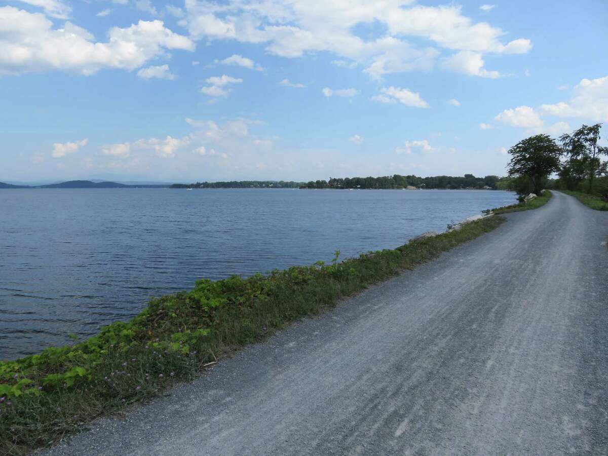 The Colchester Causeway runs out into Lake Champlain. A $4 billion transmission line will spool out along the lake's length at a projected rate of 2 miles per day. (Herb Terns / Times Union archive)