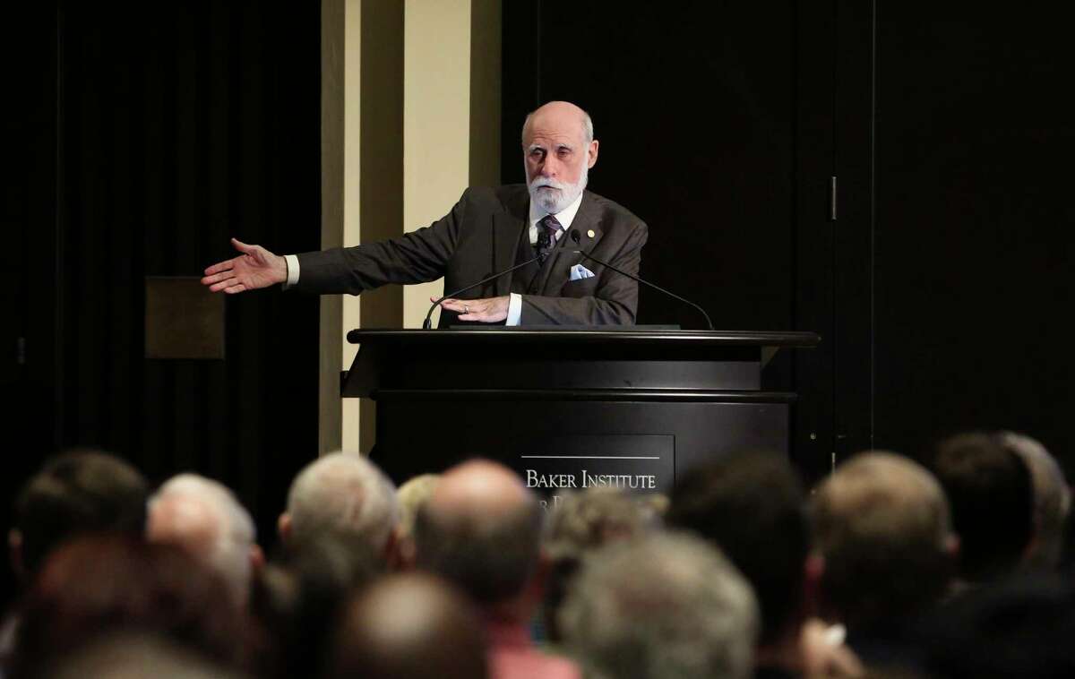Vinton G. Cerf, considered the "father of the internet," speaks at Rice University's James A. Baker III Hall on Thursday, Sept. 13, 2018, in Houston. Cerf talked about the past and future development of the internet.